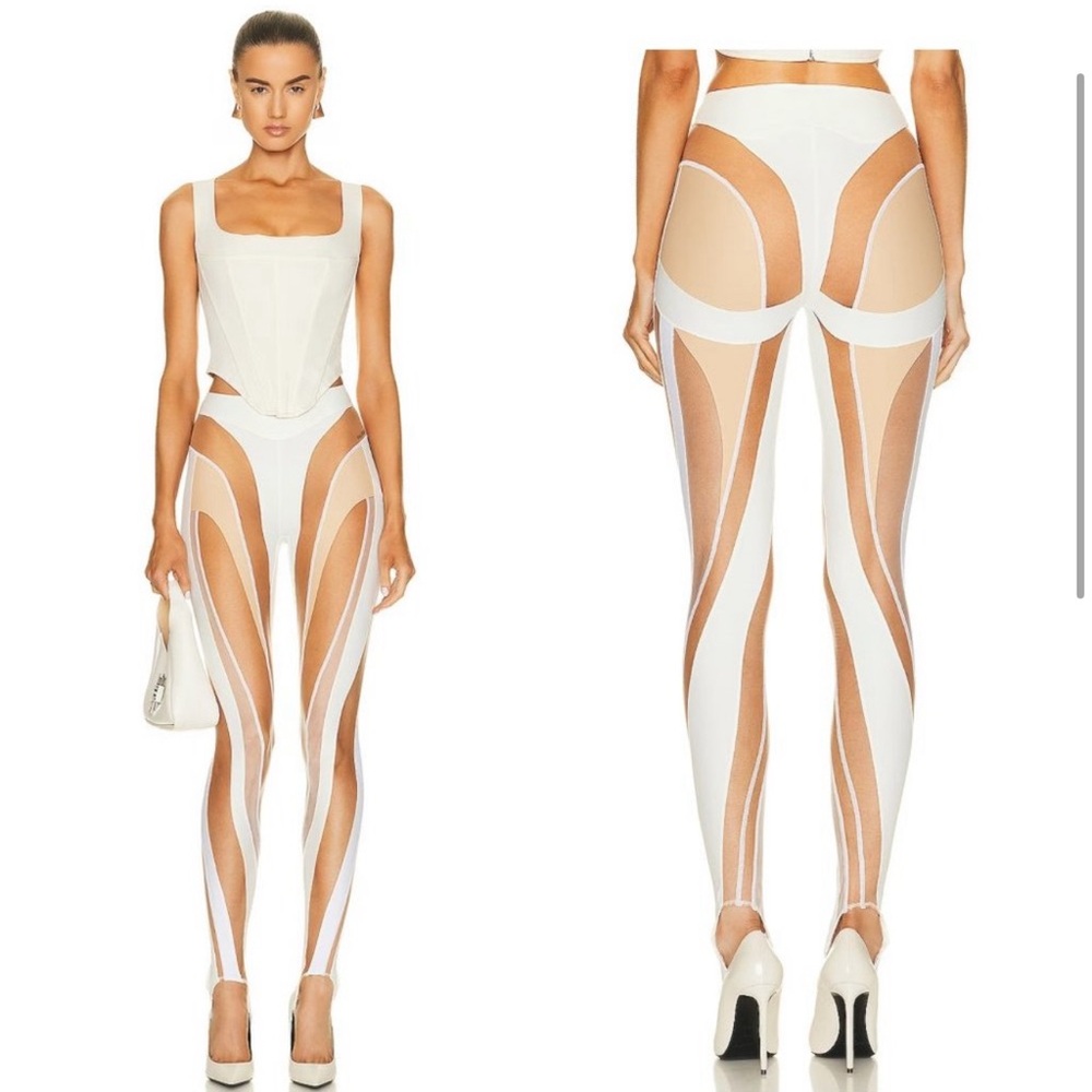 Mugler white leggings